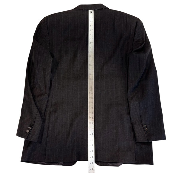 CANALI Mens Blazer Super 120s Made in Italy Black/Blue Pinstripe Sport Coat 46R - Picture 12 of 16